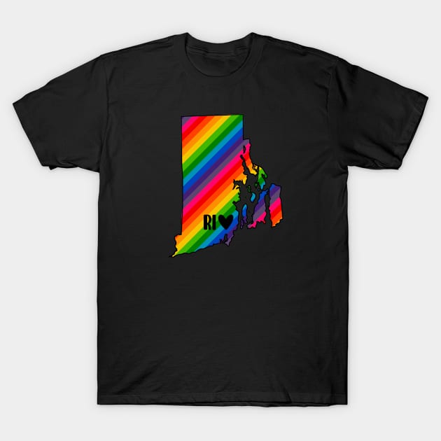 USA States: Rhode Island (rainbow) T-Shirt by LetsOverThinkIt